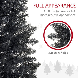 English Elm Black Slim Pencil Christmas Tree Pre-lit Warm Led Lights Modern Holiday Decor T3971P400705