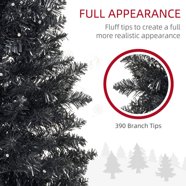 English Elm Black Slim Pencil Christmas Tree Pre-lit Warm Led Lights Modern Holiday Decor T3971P400705