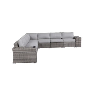 English Elm Fully Assembled Outdoor Wicker Patio Sofa - Stylish, Durable, Modular Seating For 7, Quick Setup! B120S00009