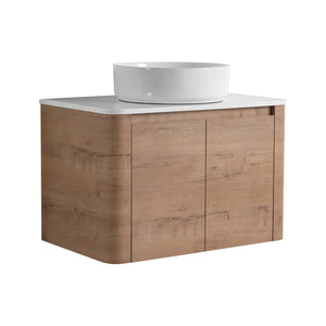 English Elm 30'' Wall-Mounted Bathroom Vanity With Ceramic Vessel Sink & Soft-Close Doors For Modern Spaces W999S00387