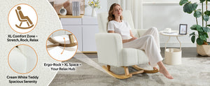 English Elm Christopher Knight Home® - Accent Rocking Chair In Cream White Teddy Velvet - Luxurious Comfort, Ergonomic Support & Style! N765P263906W