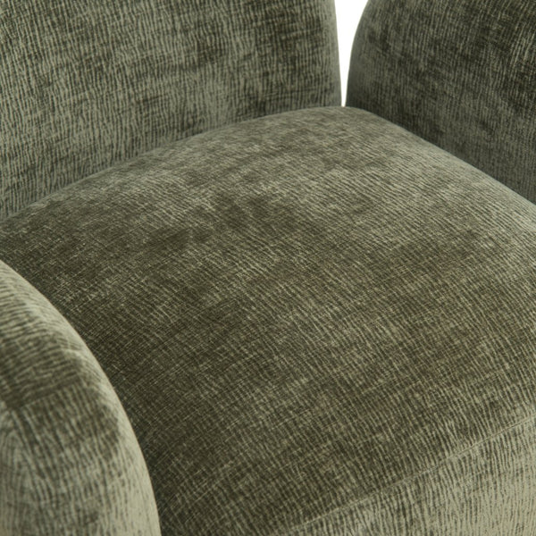 English Elm 360° 360 Swivel Accent Chair Plush Chenille Upholstered Circular Seat for Living Room Office Olive Green W2901P463507