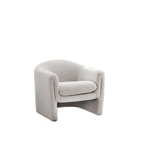 English Elm White Boucle Accent Chair U-Shaped Compact Modern Design Curved Arms Minimalist Living Room 33" B2741P391213