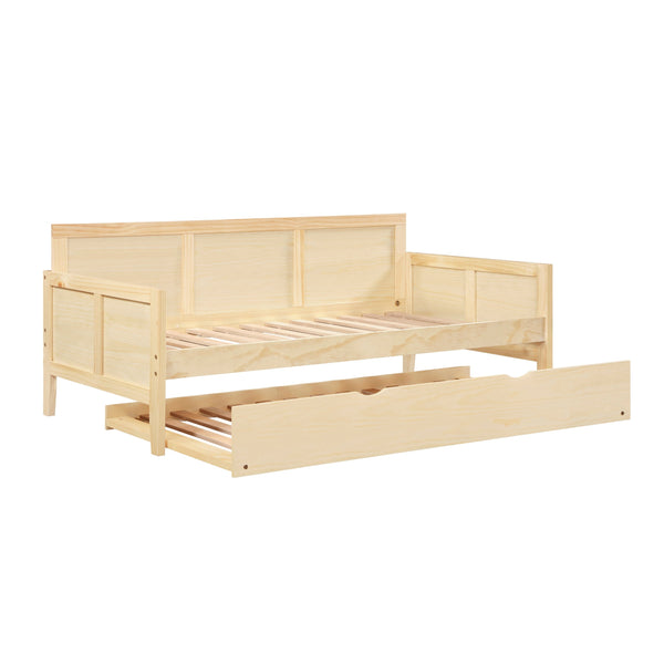 English Elm Daybed Solid Pine Wood Frame Transitional Sofa Sleeper for Studios and Guest Rooms B011S02449