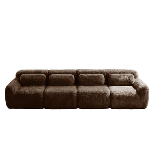 English Elm 149'' Plush Modular Cloud Sofa Boneless Ergonomic Design for Home Theater Lounge Chocolate W714S01544