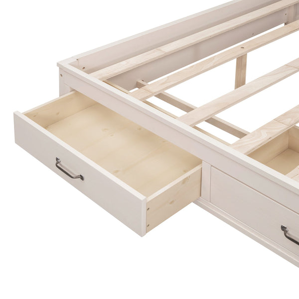 English Elm Full Size Gray Wood Daybed with Storage Drawers Shelf Usb Charging Upholstered Back LP002025AAK-1