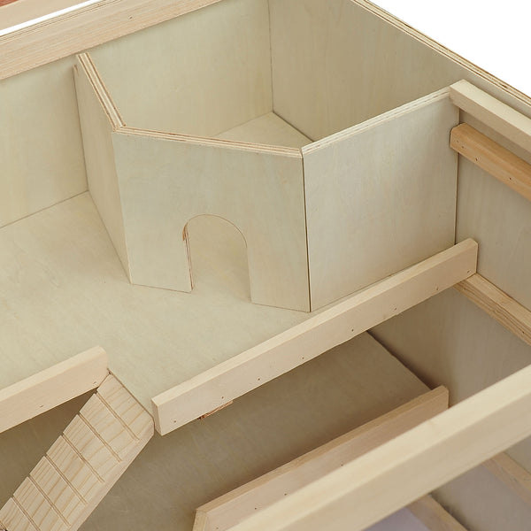 English Elm Pawhut Solid Wood Outdoor Cat House Two Story Shelter with Balcony Asphalt Roof W2225P173815