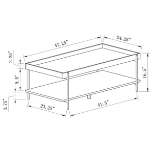 English Elm Miller Light Brown Coffee Table - Modern Farmhouse Style With Raised Edge & Durable Design, 47" Wide B062P299833