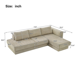 English Elm L-shaped Chenille Sectional Sofa with Deep Modular Seating and Layered Cushion Comfort Brown N763S000090D