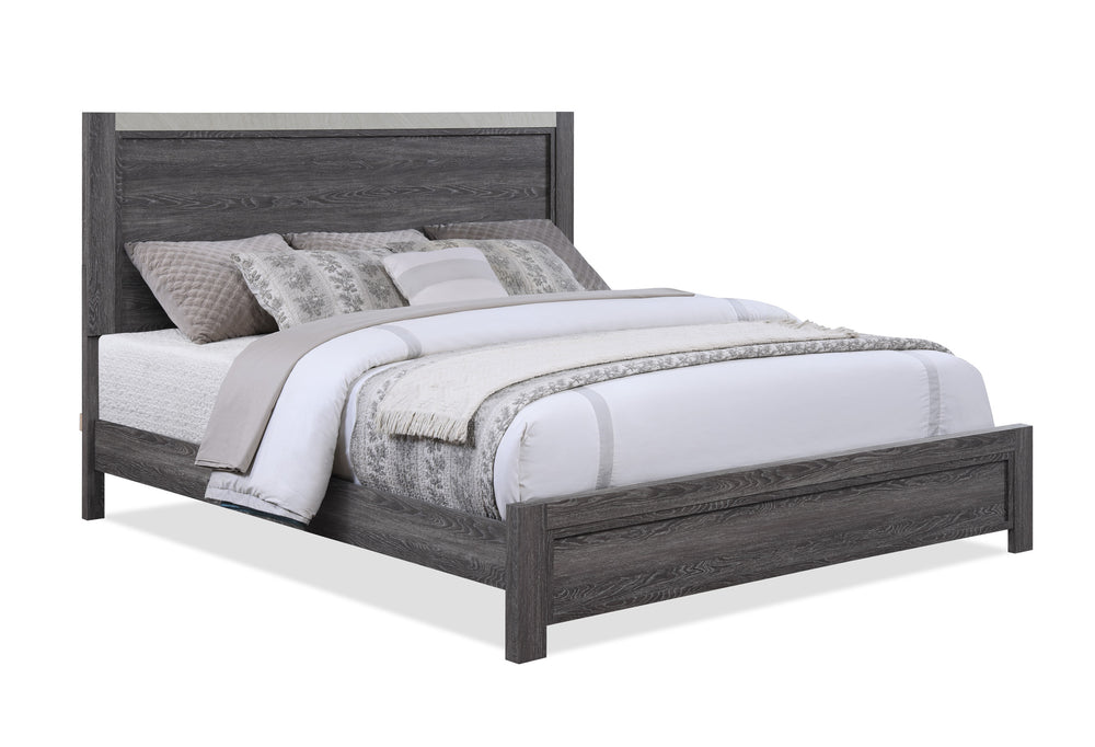 English Elm Contemporary King Size Panel Bed - Rustic Gray Two-Tone Finish For Modern Minimalist Bedrooms B2741S00239