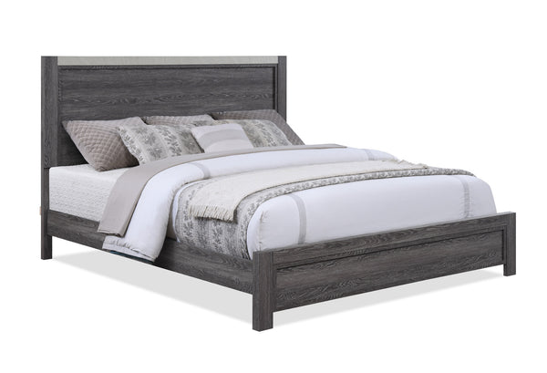 English Elm Contemporary King Size Panel Bed - Rustic Gray Two-Tone Finish For Modern Minimalist Bedrooms B2741S00239