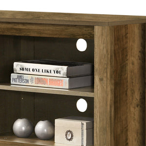 English Elm Tropea 58 Inch Open Shelf Media Console with Oak Finish and Cord Management Oak B2749P413249