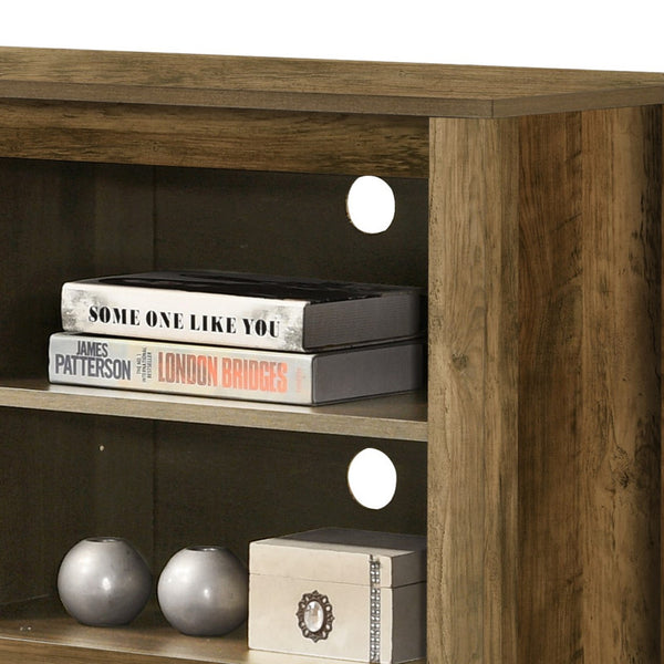 English Elm Tropea 58 Inch Open Shelf Media Console with Oak Finish and Cord Management Oak B2749P413249