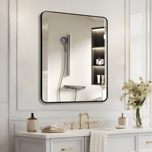 English Elm Black 30x36 Rectangular Bathroom Wall Mirror — 4mm HD Shatterproof Glass, Anti-Rust Aluminum Frame W2203P310395