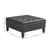 Madison Park Lindsey Traditional Tufted Square Cocktail Ottoman MP101-1137 Charcoal