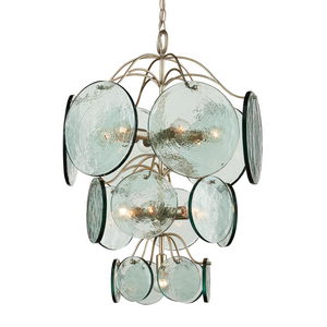 Rovigo Chandelier - Elegant Silver Leaf Design with Recycled Glass Discs for Contemporary Spaces