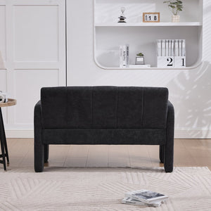 English Elm Nordic Ergonomic Double Armchair Upholstered Chenille Two-Seater Sofa 550lb Capacity Compact Lounge Chair Black W395P380537
