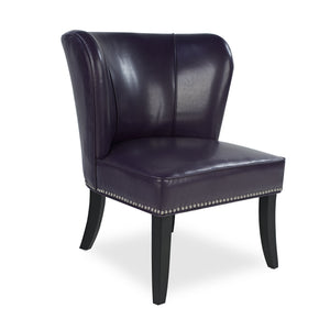 English Elm 25.6 Inch Pu Leather Barrel Club Chair with Rivet Trim and Wood Legs for Any Room W5325P458035