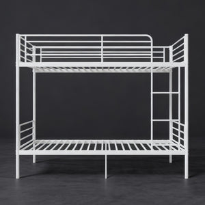 English Elm Bunk Bed Twin Over Iron Frame with Full Guardrail and Ladder White Finish W5635S00001