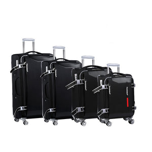 English Elm Softside Expandable Spinner Luggage Set Four Piece Lightweight Travel Collection Black T3292P343396