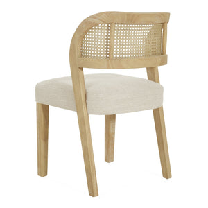 English Elm Hand-woven Rattan Back Dining Chairs Rubberwood Frame Upholstered Armchair Set of 2 Beige+Natural N768P381887N