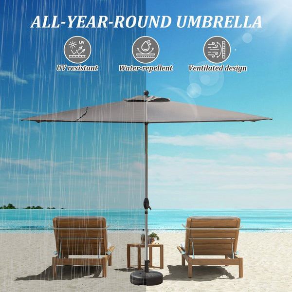 English Elm Rectangle Patio Umbrella With Crank Lift And Tilt Function, Uv-Protective Grey For Ultimate Shade W1859P320959-GIGA