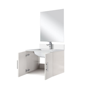 English Elm Glossy White Single-Sink Vanity Set With Cultured Marble Top, Frameless Mirror & Chrome Faucet Included B2731S01303