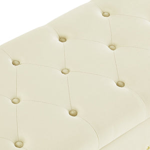 English Elm Tufted Velvet Storage Bench with Nail Head Trim Lift Top Lid for Bedroom Entryway Cream W2186P262477