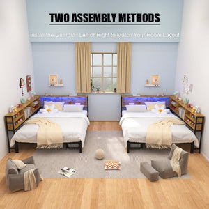 English Elm Corner Full Daybed Frame With Storage Drawers, Led Light & Charging Station For Kids’ Rooms W3107P334244