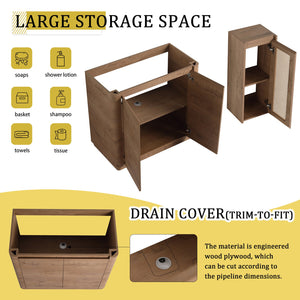 English Elm 36'' Freestanding Bathroom Vanity With Glossy Ceramic Sink & Soft-Close Doors For Stylish Storage W999S00402