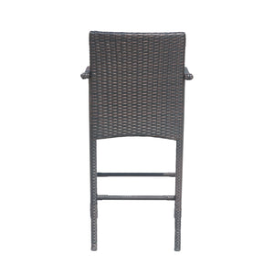 English Elm Christopher Knight Home® - CASCADA Outdoor Wicker Barstools Set of 2 — Durable Powder-Coated Iron Frame, Handcrafted Faux Rattan Lounge Brown 64901.00MBRN