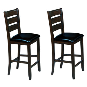 English Elm Black Counter Height Chairs Set of 2 – Espresso Finish, Black Faux Leather, Plush Foam Seats, Ladder Back Comfort B062P186543