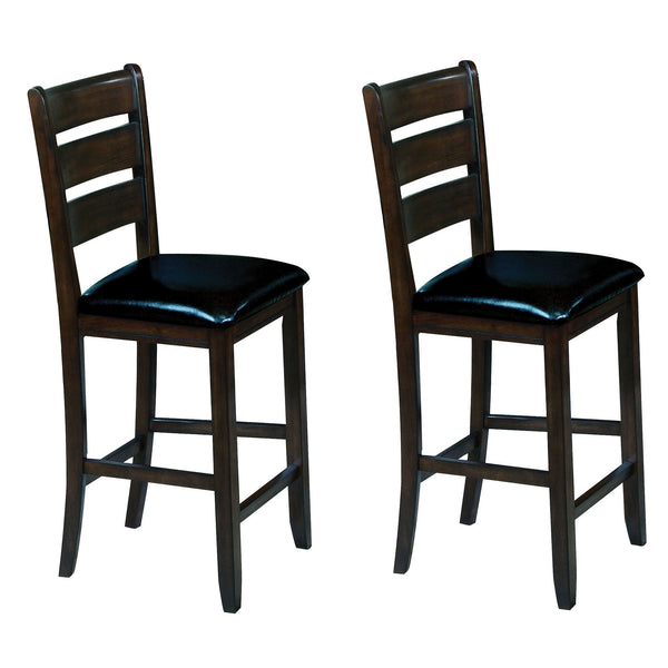 English Elm Black Counter Height Chairs Set of 2 – Espresso Finish, Black Faux Leather, Plush Foam Seats, Ladder Back Comfort B062P186543