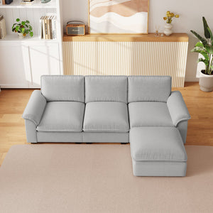 English Elm Cloud Sectional Sofa with Movable Chaise Soft Chenille Upholstery for Modern Living Rooms Gray W1359S00066