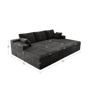 English Elm 98.4*68.9"Modular Sectional Sofa - Plush Corduroy Couch For Instant Comfort In Your Living Space W3819S00113