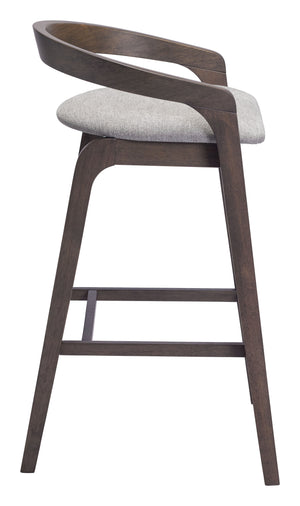 Zuo Modern Troy Barstool Set Of 2 In Dove Gray & Espresso - Chic, Comfortable Design For Modern Spaces Gray 100% Polyester,Rubberwood 110400-zuo-modern