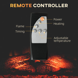English Elm Homcom 27" Retro Electric Fireplace Insert With Remote Control, Realistic Flame & Adjustable Heat W2225P249862
