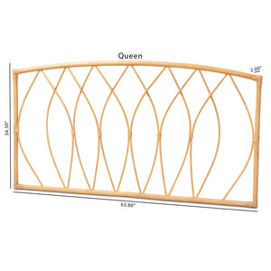 English Elm Modern Woven Rattan Queen Headboard Chevron Artisan Craft for Bohemian Bedroom Decor B2750P470053