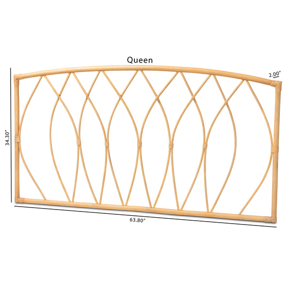 English Elm Modern Woven Rattan Queen Headboard Chevron Artisan Craft for Bohemian Bedroom Decor B2750P470053