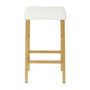 OSP Home Furnishings 26" Gold Backless Stool White