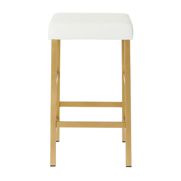 OSP Home Furnishings 26" Gold Backless Stool White