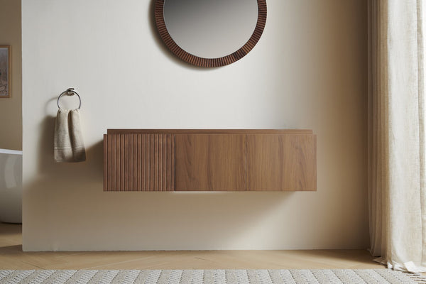 English Elm 48" Muri Oak Woodgrain Plywood Bathroom Vanity Cabinet with Soft Close Doors W2615P279391