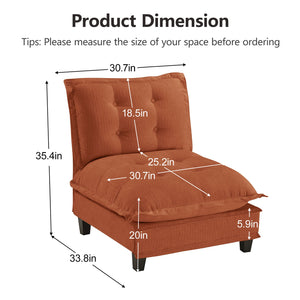 English Elm 73 Armless Chenille Modular Sofa Flexible Reconfigurable Seating for Modern Living Rooms Orange W714P448404
