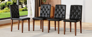 English Elm 4-piece Brown Suede Dining Chair Set with Tufted Back and Walnut Metal Legs Black,Walnut W1151P361165