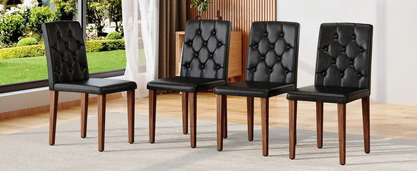 English Elm 4-piece Brown Suede Dining Chair Set with Tufted Back and Walnut Metal Legs Black,Walnut W1151P361165