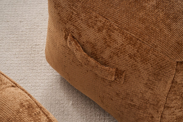 English Elm Foam Memory Foam Bean Bag Chair with Plush Chenille Cover, Large 42" Round Comfortable Lounger Orange W2915P283420