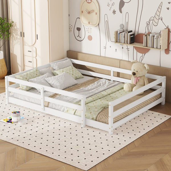 English Elm Full Full Size Montessori Floor Bed in Natural Pine for Kids — Low-Profile, Sturdy, Easy Assembly, Safe Design White W1820P331921