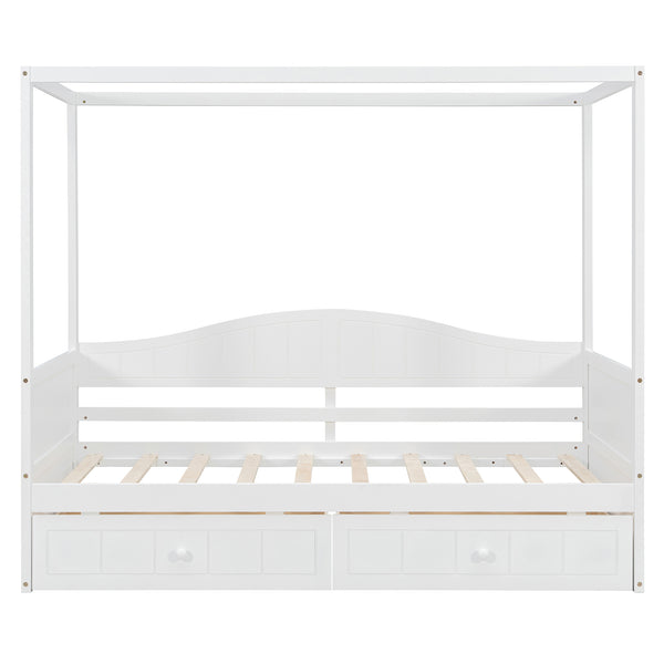 English Elm Twin Canopy Daybed with Pull Out Trundle Pinewood Frame for Kids or Guest Rooms N708P373435K
