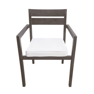 English Elm U_style Solid Acacia Wood Patio Dining Set Six Stackable Chairs Cushions Modern Outdoor Gray WY000459AAE