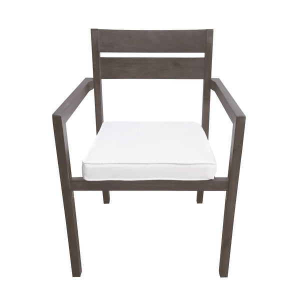 English Elm U_style Solid Acacia Wood Patio Dining Set Six Stackable Chairs Cushions Modern Outdoor Gray WY000459AAE